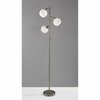 Homeroots Floor Lamp Brushed Steel Metal Three Adjustable Globes 372480